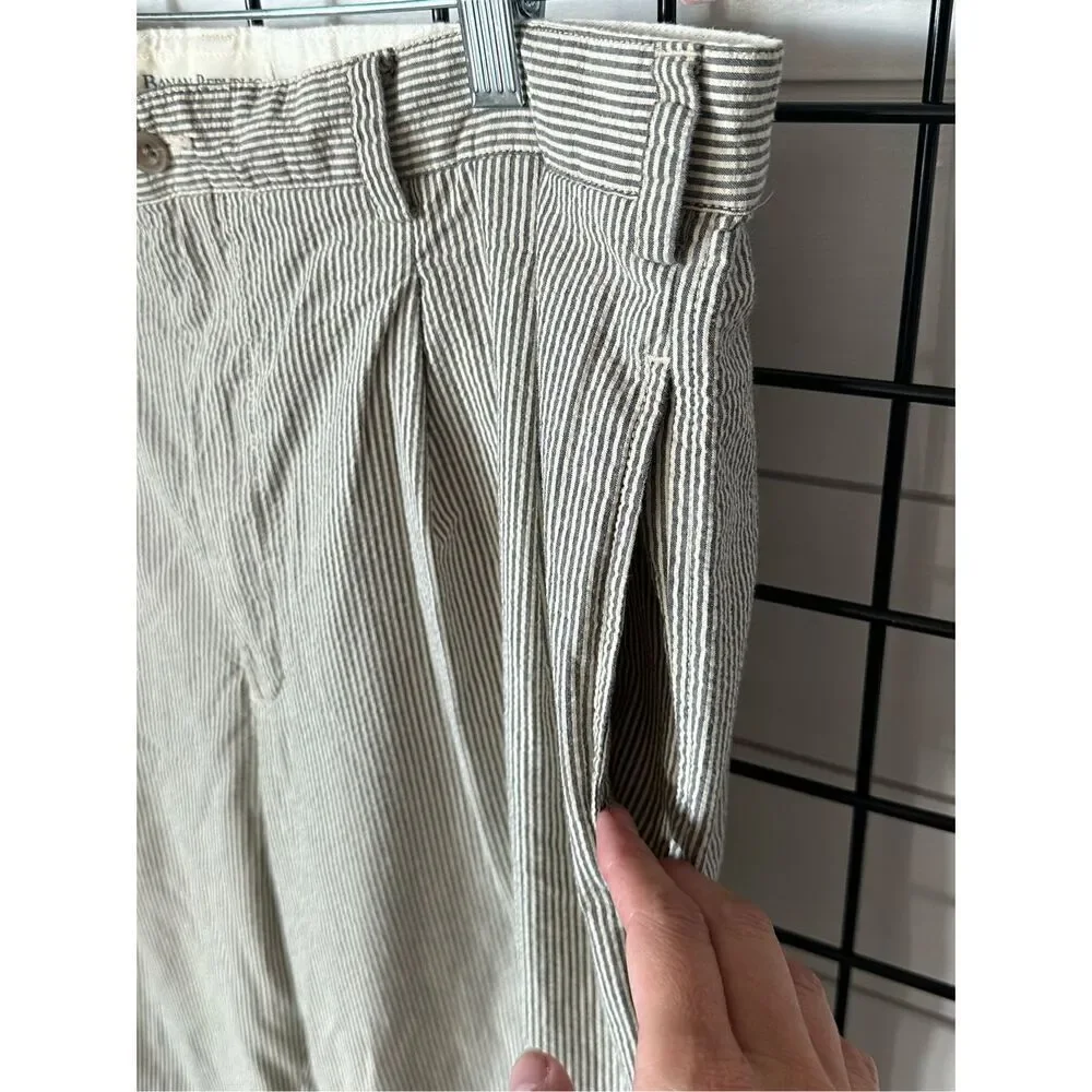Banana Republic Dress Pants Mens 38 Long Grey Striped Pleated Cuffed Vintage Sus